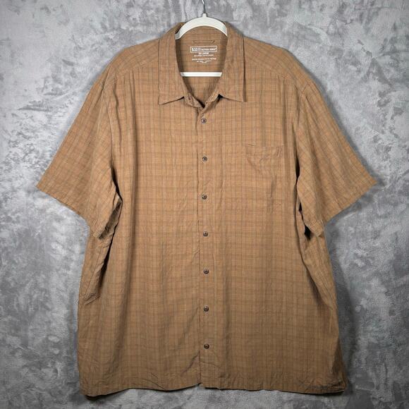 5.11 Tactical Snap Button Plaid Shirt Brown Mesh Lined Covert 2XL - Picture 1 of 9